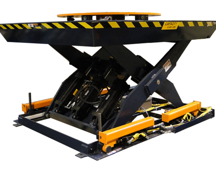 Scissor Lift with Hydraulic Support Legs and Manual Turntable